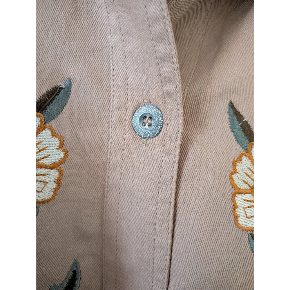 Country Store Womens 3X Tan Cotton Embroidered Floral Denim Top Jacket NIP - Picture 3 of 12